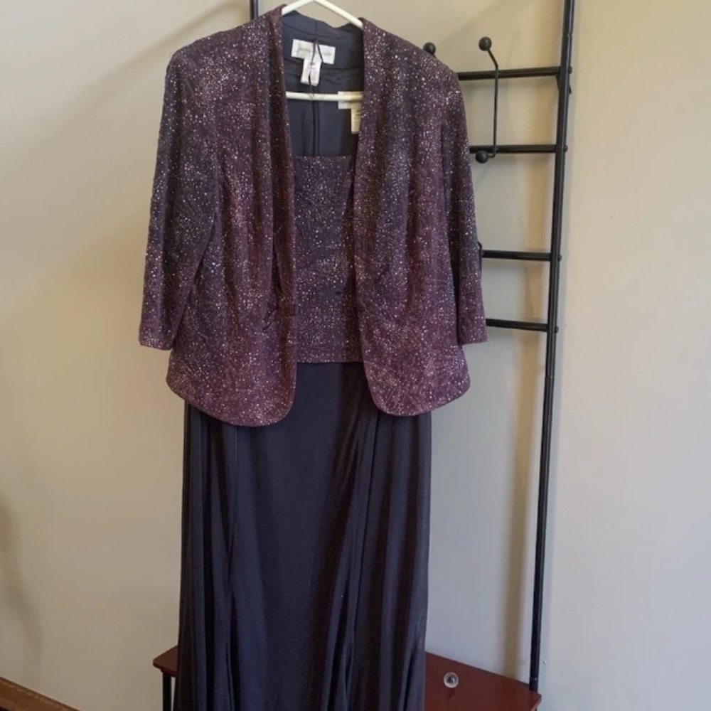 Women’s, size 16, long formal purple and black dress